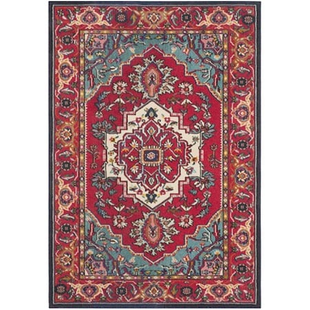 Safavieh Monaco Power Loomed Square Rug- Red - Turquoise- 6 ft. 7 in. x 6 ft. 7 in. MNC207C-7SQ